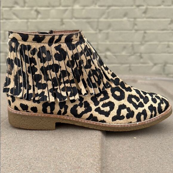 Kate Spade Betsie Leopard Calf Hair Ankle Booties – Size 8 | Fringe Detail - Picture 1 of 7